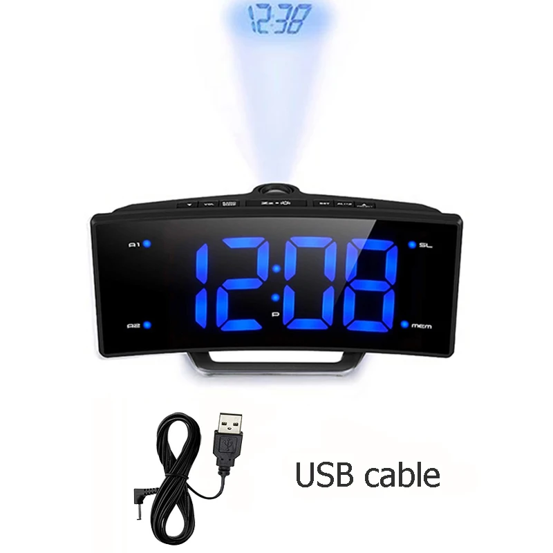 Digital Projection Ceiling Alarm Clock Led Dual Alarms Usb