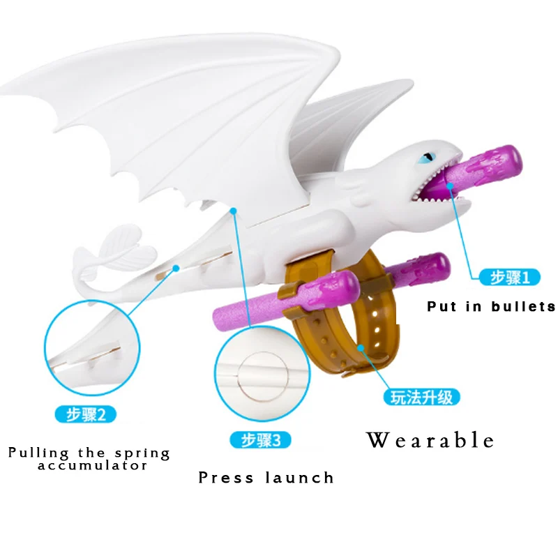 

Two style How to Train Your Dragon 3 launcher Toothless light Fury Toys Anime Figure Night Fury Dragon action figure Toys