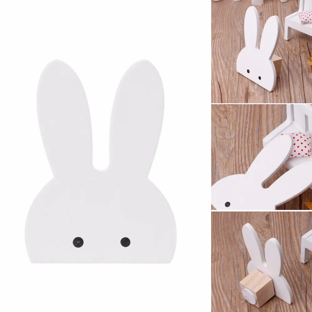 

Cute Bunny Rabbit Wooden Hook Clothes Hooks On Wall Decorate Kids Children Room ECO Friendly Wall Hanger Hooks White