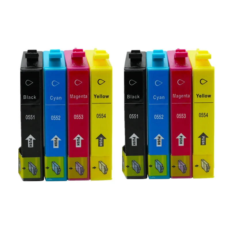 8PK T0551 T0552 T0553 T0554 Ink Cartridges Replacement For Epson Stylus Photo RX420 RX425 RX520