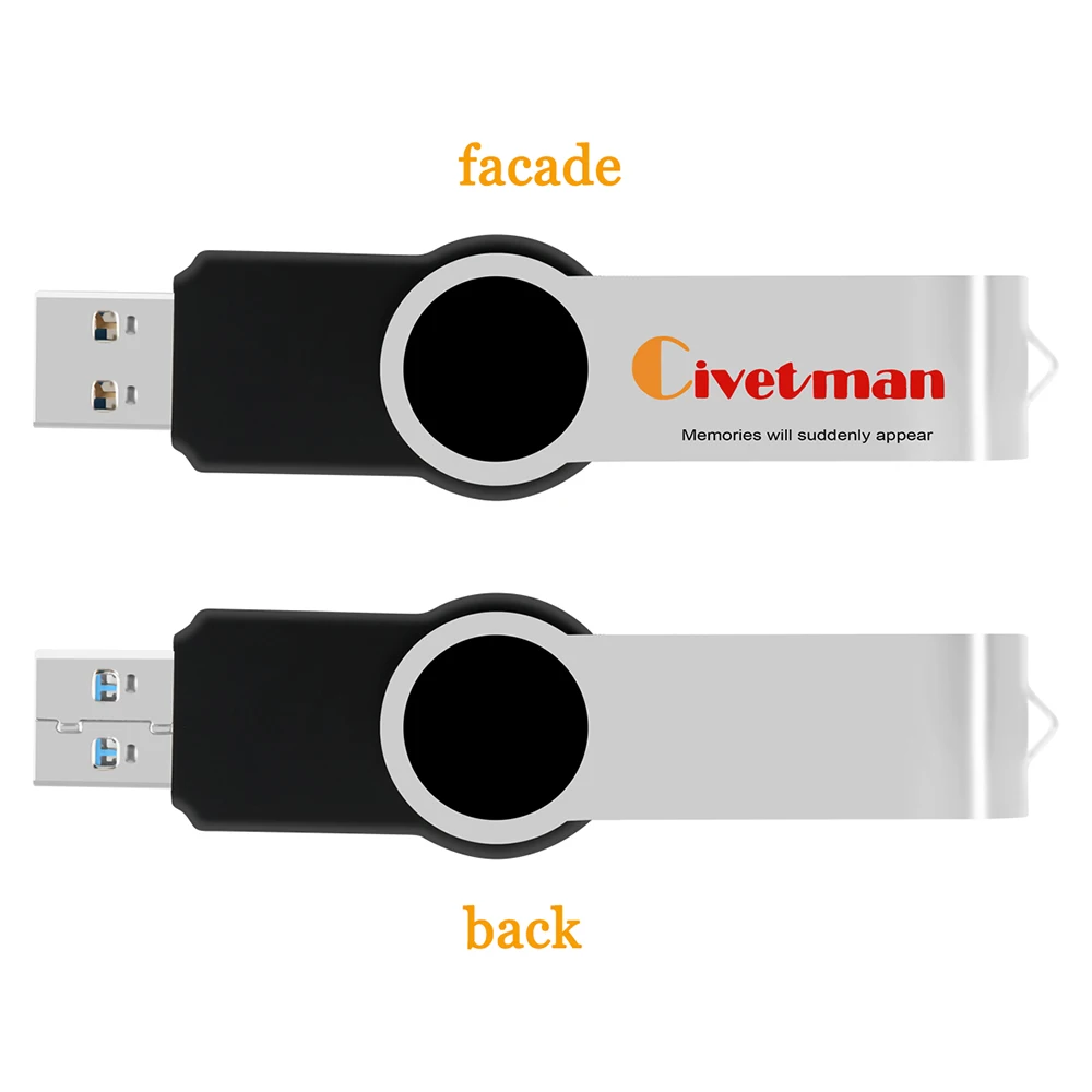 Civetman USB Флешка 32 ГБ вращающиеся металлические USB 3,0 переносной USB-накопитель 128 г Флешка высокое Скорость USB флэш-памяти 64 ГБ накопитель