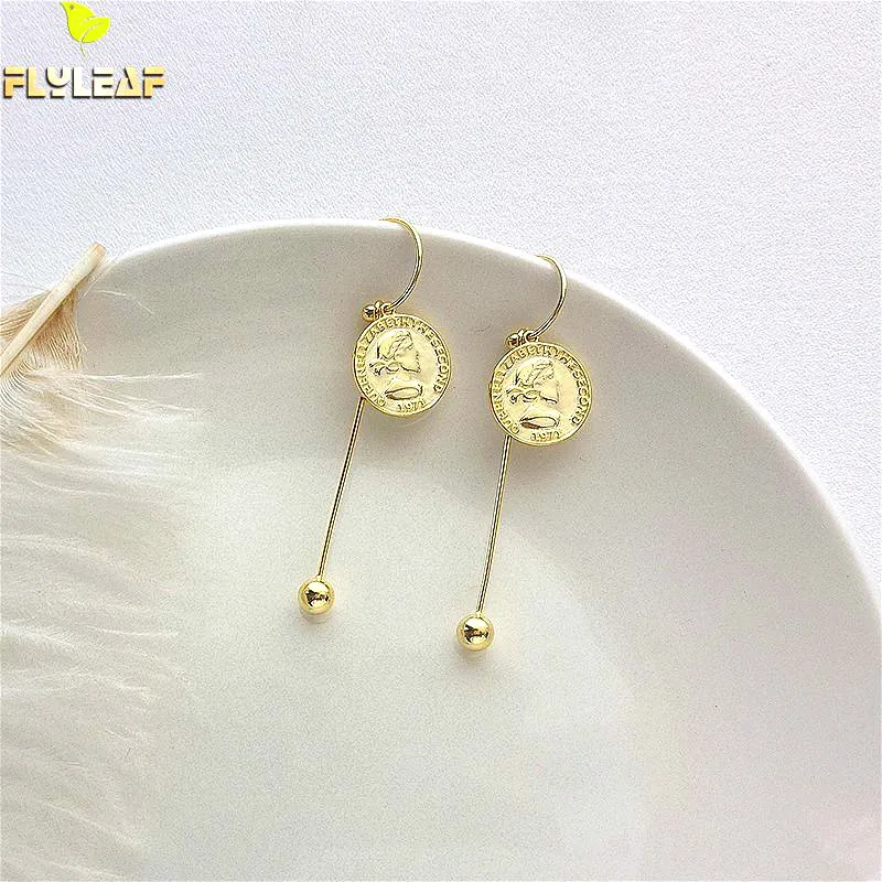 

Flyleaf 925 Sterling Silver Round Ball Drop Long Tassel Earrings For Women High Quality18k Gold Dangle Earings Fashion Jewelry