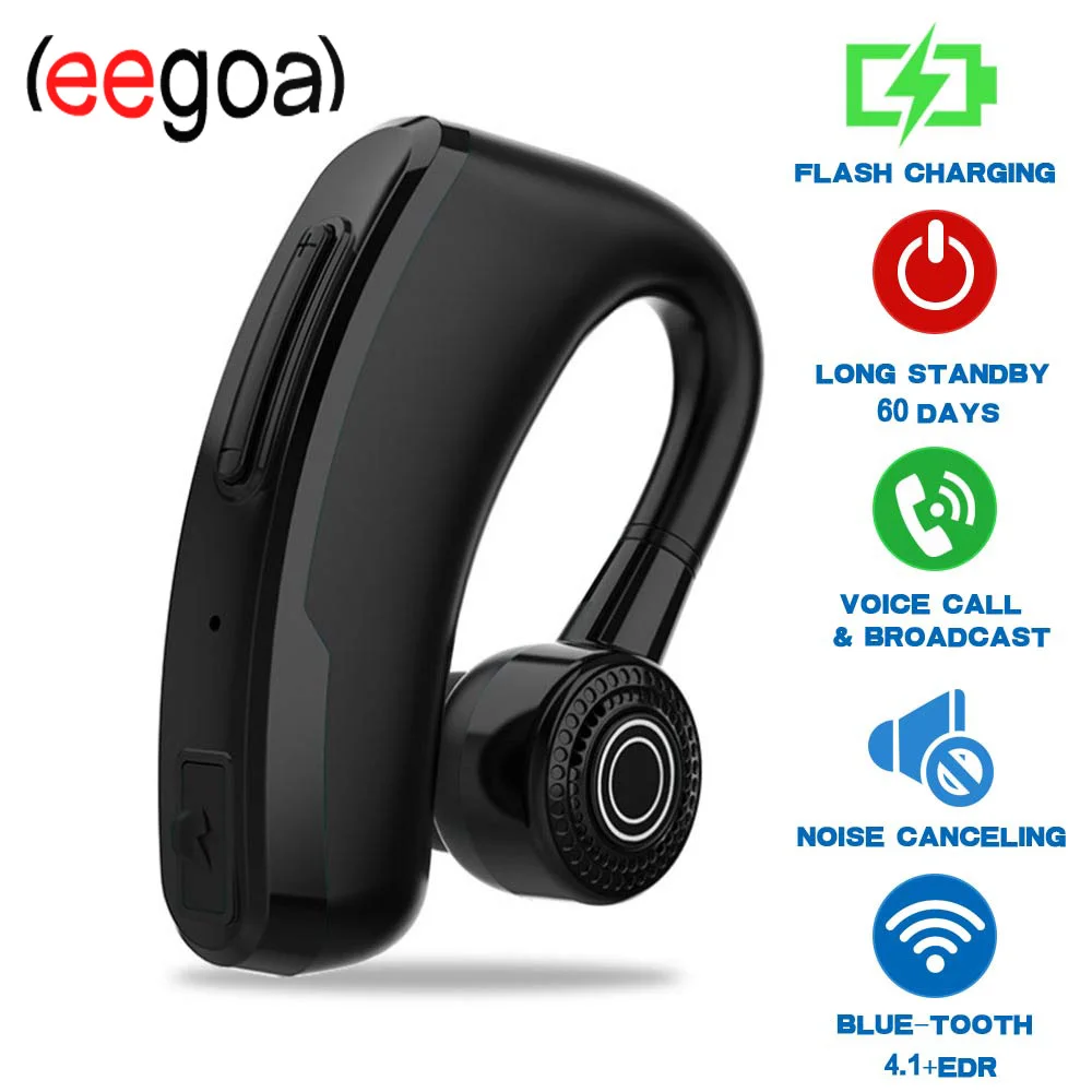 

Fast Charging Business Bluetooth Headset Car Bluetooth Earpiece Hands Free With Mic Ear-hook Bluetooth Wireless Earphone