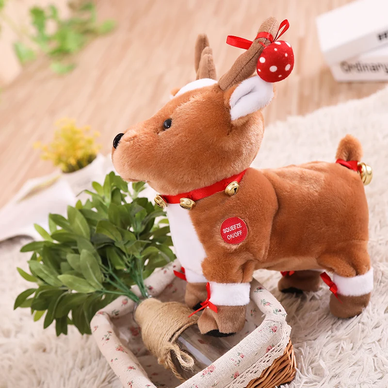 Rena de Natal Brinquedos de Pelúcia Animais de Pelúcia Eletrônicos para Crianças Tiara do Bebê Falando Cantando Andando Meninas Meninos 4 brinquedos de pelúcia animais de pelúcia eletrônicos