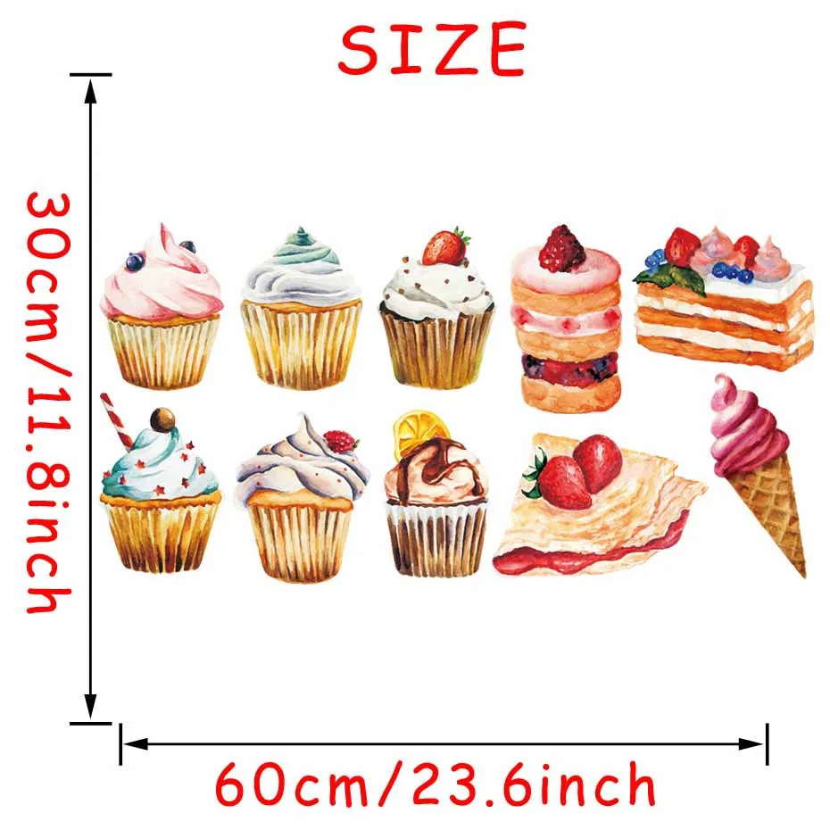 Delicious Dessert Cupcake Wall Art Decals For Resturant Dining Room Vinyl Wall Sticker Removable Wallpaper For Modern Home Decor (7)