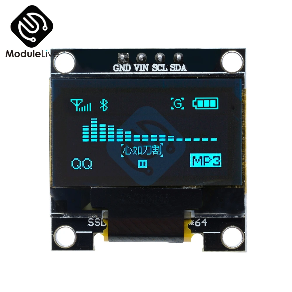 0 96 дюймовый IIC последовательный желтый синий OLED дисплей модуль 128X64 I2C SSD1306 12864