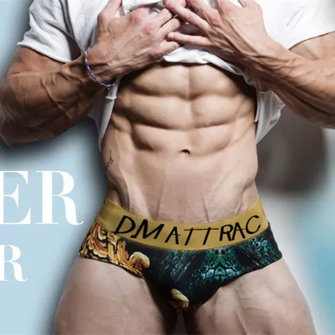 

D.m male panties low-waist sexy print luxury leopard print underwear fashion noble fashion men nylon plus size