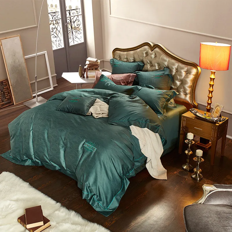 

Red green Jacquard cotton Bedding Set Luxury 4/6pcs Egyptian cotton Bed Sets Duvet Cover King Queen Bedclothes Bed Linen