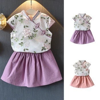 

Summer Baby Girls Clothing Set Short Sleeve Ruched Flower Lace Tank Tops+Bowknot Tulle Skirt Set Chinese костюм для девочки