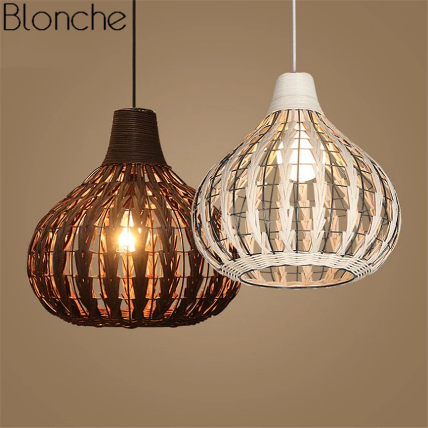 Southeast Asia Bamboo Rattan Pendant Lights Wicker Led Hanging Lamp for
