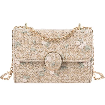 

FGGS-New Wave Korean Version Of The Wild Small Square Bag Fashion Straw Bag Temperament Simple Shoulder Diagonal Package