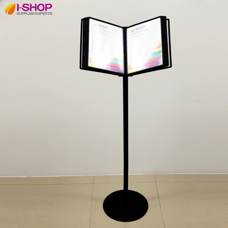Floor Stand Sign Holder With Black Base Restaurant Menu Folder