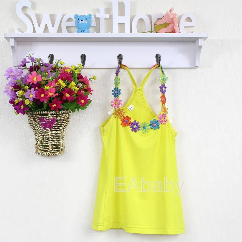 1 PCS Retail New Fashion Summer tanks Candy color flower More design vest for Girls camisoles outwear CX 1 PCS Retail New Fashion Summer tanks Candy color flower More design vest for Girls camisoles outwear CX