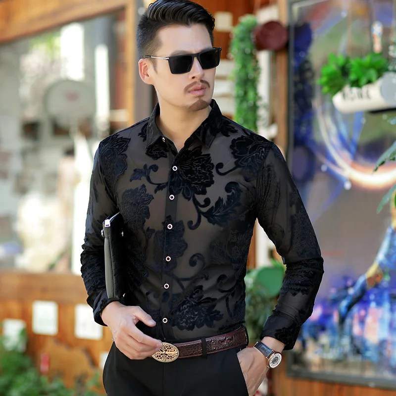Kuyomens Мужская рубашка Весна Лето длинный рукав цветочный принт гавайская рубашка Camisa Masculina брендовая мужская Высококачественная рубашка