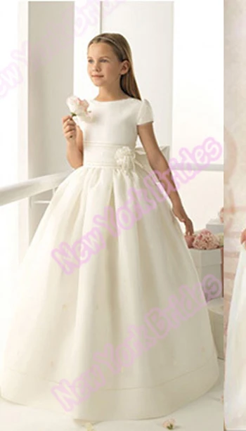 ivory satin flower girl dresses