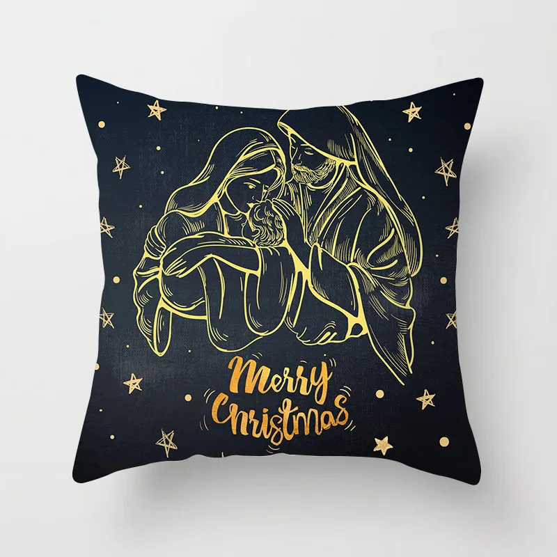 Fuwatacchi золотой черный Печатный Рождественский Чехол на подушку дерево наволочка звезда снег цветочный декоративная наволочка для домашнего дивана