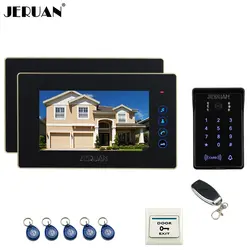 JERUAN Главная проводной 7 дюймов с сенсорным ключ видеомонитор домофон 2 монитора 700TVL водонепроницаемый сенсорный клавиша пароль, клавиатура