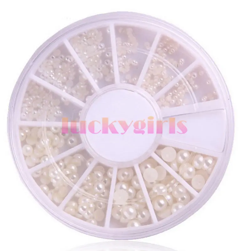

New One Wheels 3d Nail Art Pearl 4 Size 1.5/2/3mm Clear Ceramic New Arrival Tips Decorations Nail Art Rhinestones Nail Tools