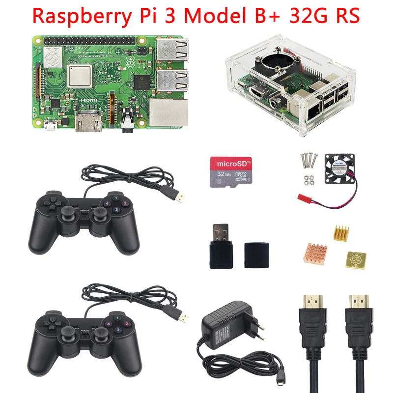 

Raspberry Pi 3 Model B Plus Gaming kit+Case+USB Gamepad+32G SD Card+3A Power Supply+Heat Sink for RetroPie Raspberry Pi 3B+