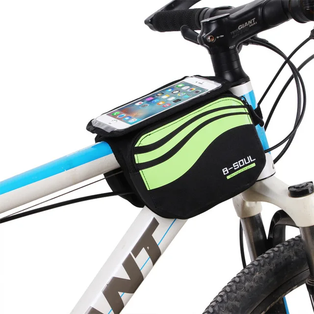 Водонепроницаемая велосипедная сумка на переднюю раму MTB 5,8-6,2 дюймов, сумка для мобильного телефона, сумка для шоссейного велосипеда, велосипедная верхняя труба, сумка, велосипедные аксессуары - Цвет: green