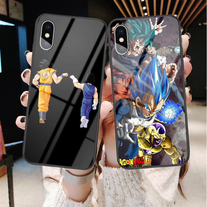 New Saiyan Vegeta Dragon Ball Z Son Goku Case For iPhone XR X XS MAX 7 8 6 6S plus Super Luxury Glass Cover For iPhone 11Pro Max