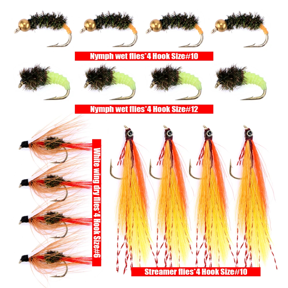 2pcs Fly Fishing Lures Lot Wet Dry Streamer Nymph Artificial Baits