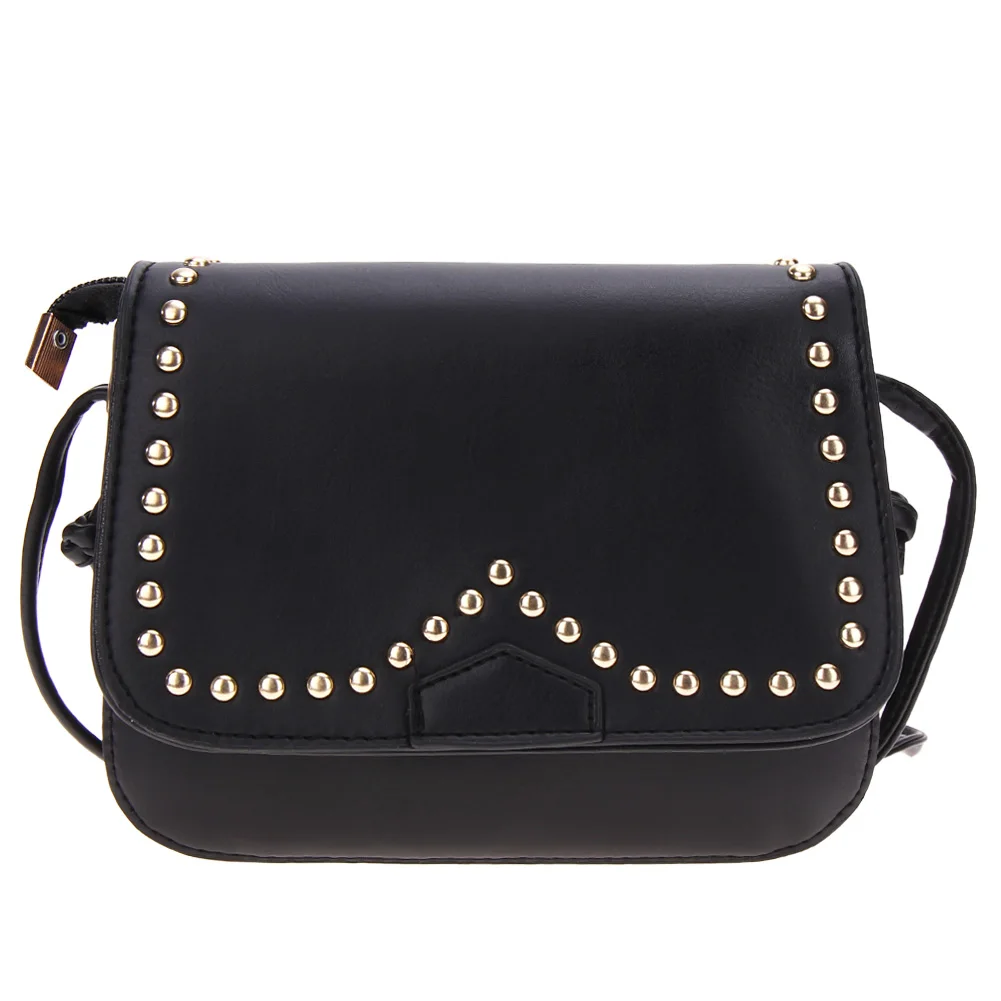 

Spring Fashion Women PU Leather Rivet Vintage Mini Shoulder Bag Crossbody Ladies Black Color Shoulder Bag