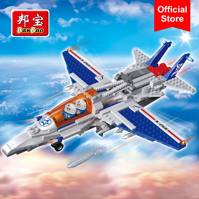  BanBao Military Fighter Army Aircraft Plane Building Blocks Bricks Educational Toys 8256 For Kids C