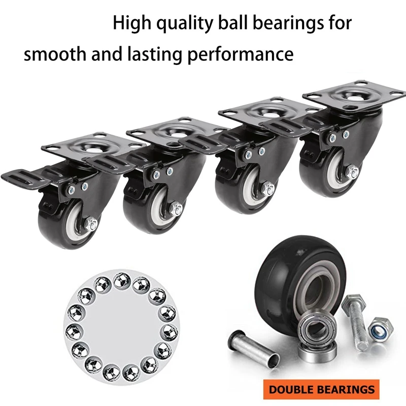 2 Inch Mute Wheel Office Chair Swivel Casters Universal Rolling Rollers Furniture Wheels Casters With Brake 8