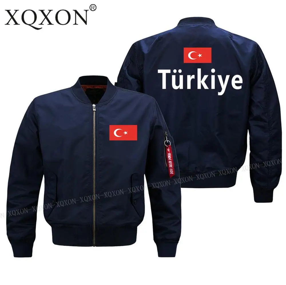 XQXON- человек военный стиль курточка бомбер Высокое качество флаг Турции дизайн Baseballer Пилот мужские куртки пальто J326 - Цвет: Dark blue thin