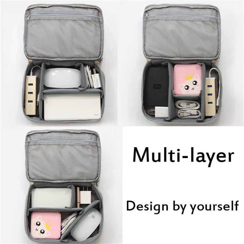 متعددة الوظائف الرقمية حقيبة التخزين فارغة USB كابل بيانات سماعة سلك القلم الطاقة البنك HDD المنظم المحمولة السفر كيت حالة الحقيبة