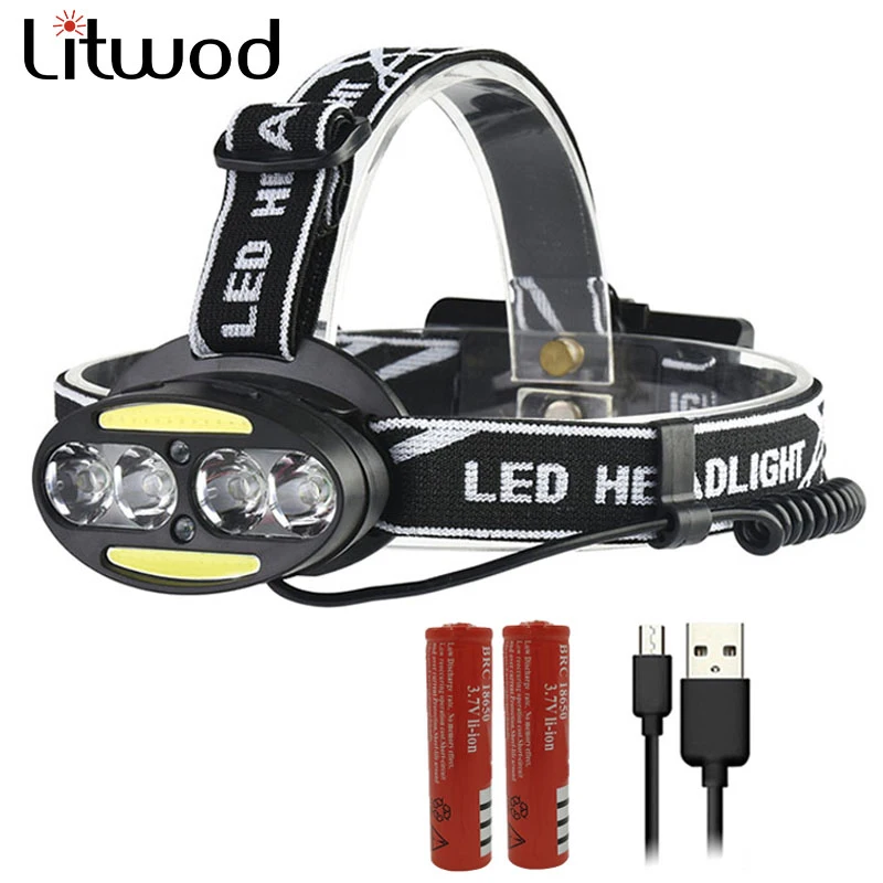 

Litwod Z25 Headlight 30000LM head lamp 4* T6 +2*COB+2*Red LED HeadLamp Flashlight Torch Lanterna head light for 18650 Battery