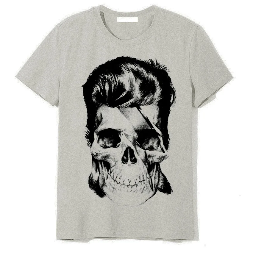 

Rock star Chameleon David Bowie men women short sleeves t shirt skull fashion