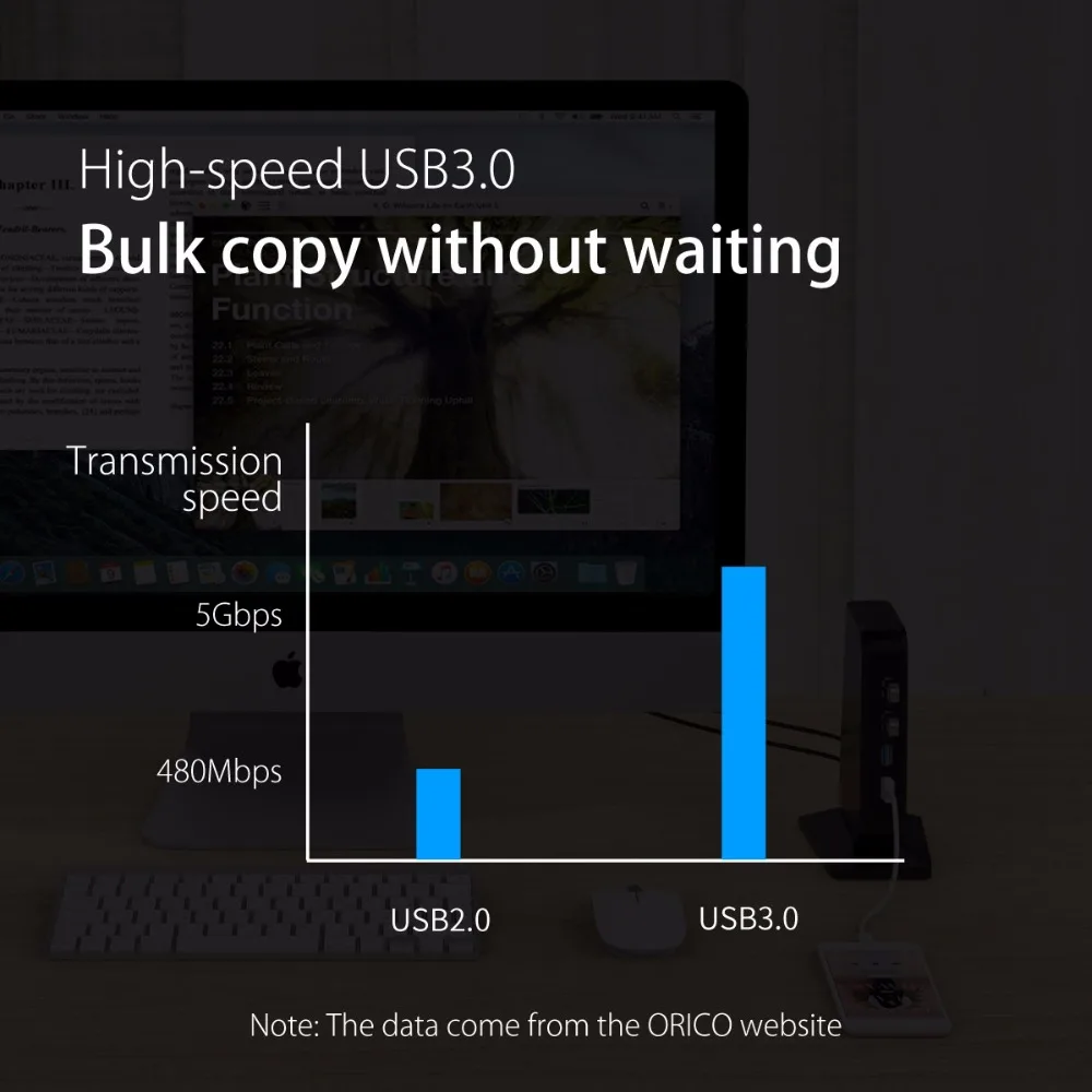 ORICO 7 портов USB 3 0 концентратор супер скорость 5 Гбит/с QC протокол BC1.2 зарядный