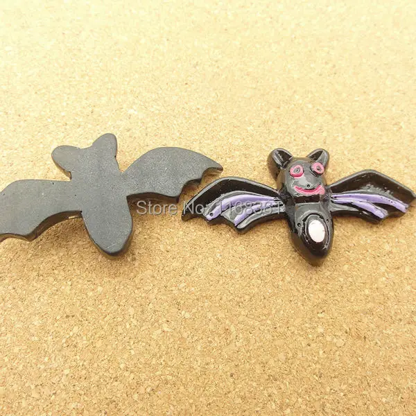 1pcs/lot resin flat back Halloween black bat cartoon animal 43mm Cabochons Hair Bow Center DIY Christmas decration C114-1