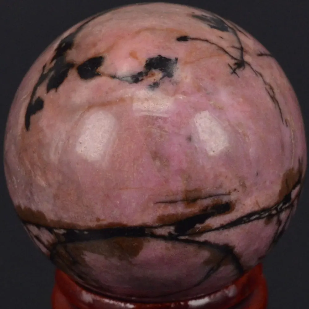 Free Shipping Natural Gemstone Pink & Black Rhodonite Sphere Crystal Ball Chakra Healing Reiki Stone Carving Crafts W/Stand