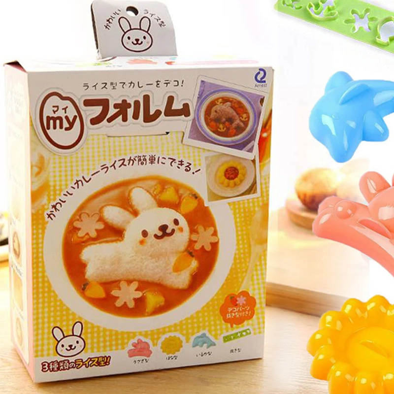 

4Pcs/lot New Catoon Rice Sushi Mold Maker Sandwich Cutter Decorating Mould Mold Kitchen Tools New Arrival D01
