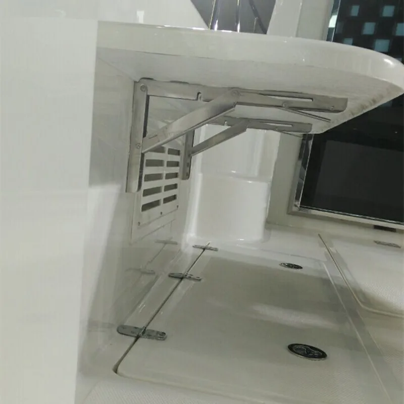 One Pair Stainless Steel Folding Shelf Bench Table Folding ...