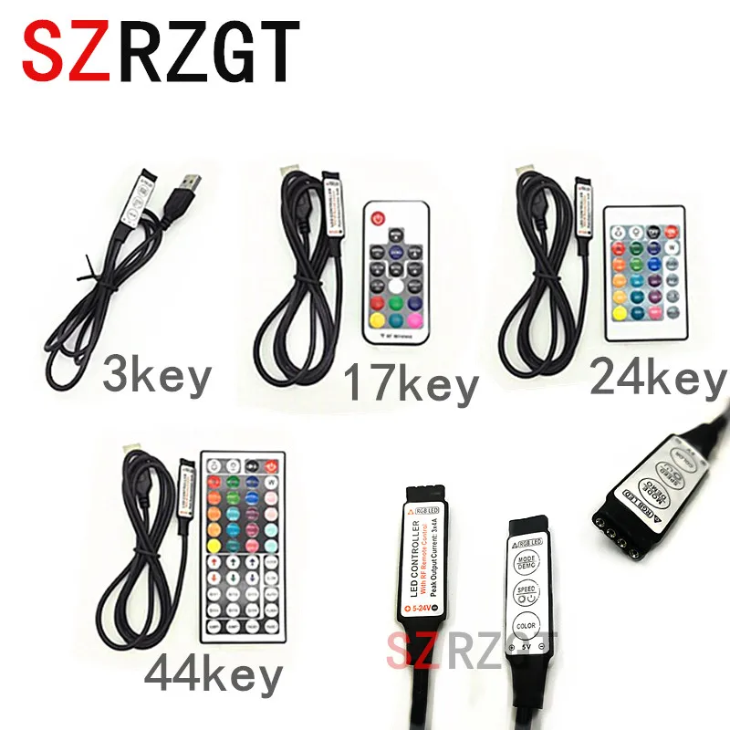 

DC 5-24V USB Controller RF Wireless Remote control Dimmer mini 3key 17key 24key 44keys For 5050/2835/3528 RGB Led Strips lights