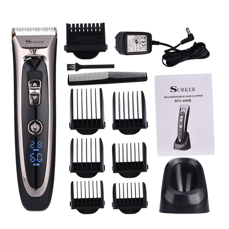 

High Precision Professional Hair Clipper Titanium Ceramic Blade Rechargeable Hair Trimmer LED Electric Hair Cutting Machine