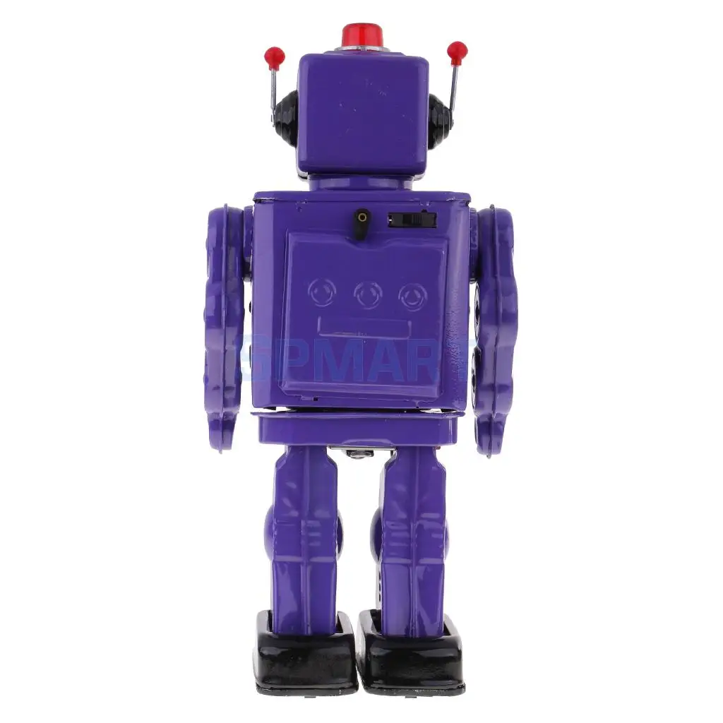 Retro Vintage Baterías Operado Caminar Mecánica Electrónica Robot Tin Toy Coleccionables Niños Niños Adultos Juguetes Regalos - 4