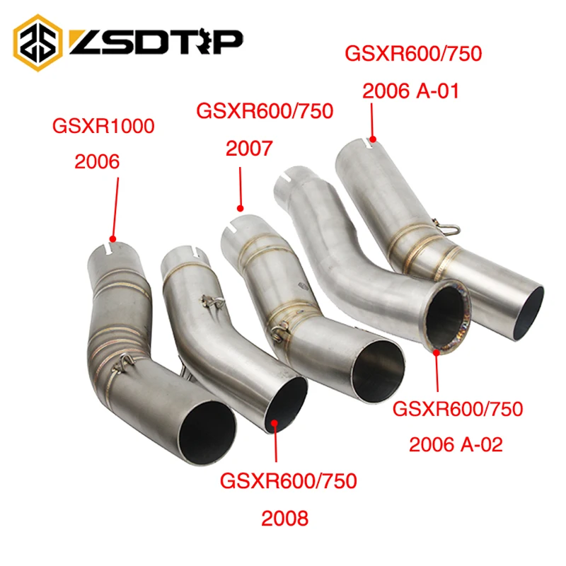 

ZSDTRP 51MM Universal Motorcycle Exhaust Muffler Pipe Middle Section Link Pipe Head Tube For Suzuki GSXR600/750 GSXR1000