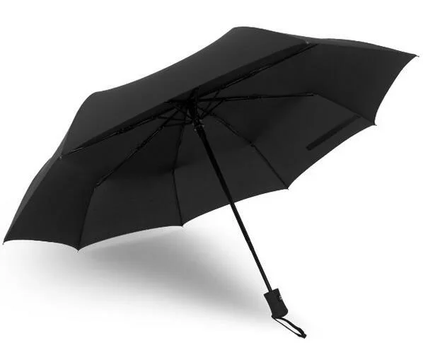 Складной автоматический зонт для деловых мужчин и женщин, мужские зонты от дождя с чехлом больше 57x8K - Цвет: Black