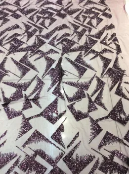 

High quality glued glitter tulle mesh fabric S187505 glued glitter sequins lace fabric for party dress