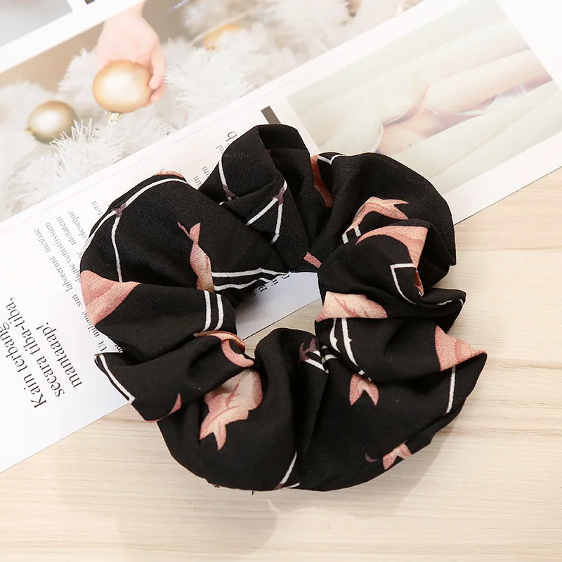 Style 2-Black 1 шт., винтажные резинки для волос, женские растягивающиеся шифоновые резинки для волос, женские эластичные резинки для волос, головные уборы для девочек, цветочные резинки для волос, Прямая поставка - Цвет: Style 2-Black