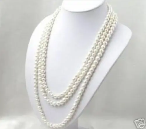 

Free shipping >>>>>>SUPER LONG 120 INCH 7-8MM WHITE AKOYA CULTURED PEARL NECKLACE