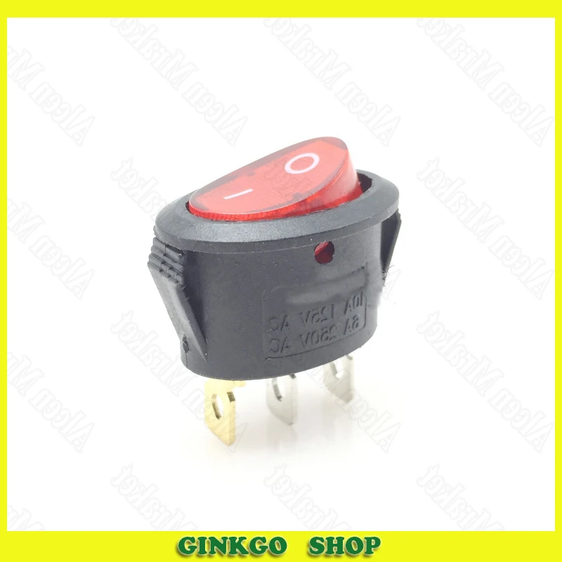 

30pcs/lot Button Mini Ellipse Power Rocker Switch Red Light 3Foot 2File KCD1