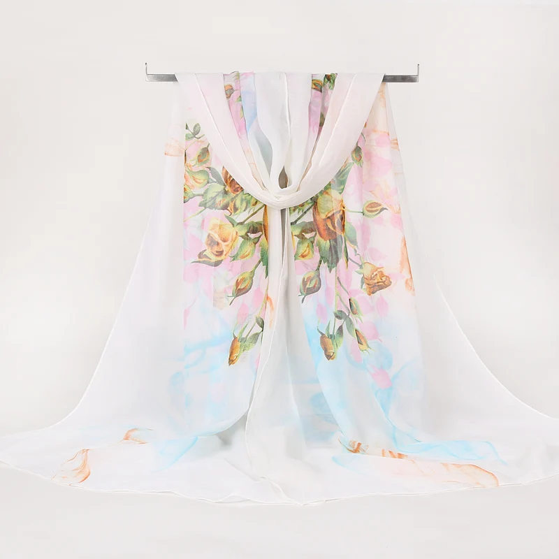 

2018 New Lady Fashion Fresh Print Chiffon Scarf Summer Sun Hat Joker Turban Neck Ornament