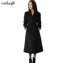 S-XXXL размера плюс женское Шерстяное Пальто Осень Зима Новая мода дамы тонкий отложной воротник одна кнопка длинные пальто черный/красный Q188