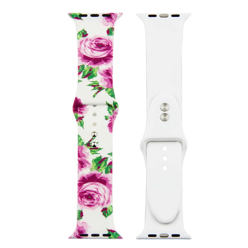Печатный Леопардовый цветок силиконовый ремешок для Apple Watch 38 мм/40 мм 42 мм/44 мм спортивный ремешок для iwatch Series 1 2 3 4 5 браслет ремень